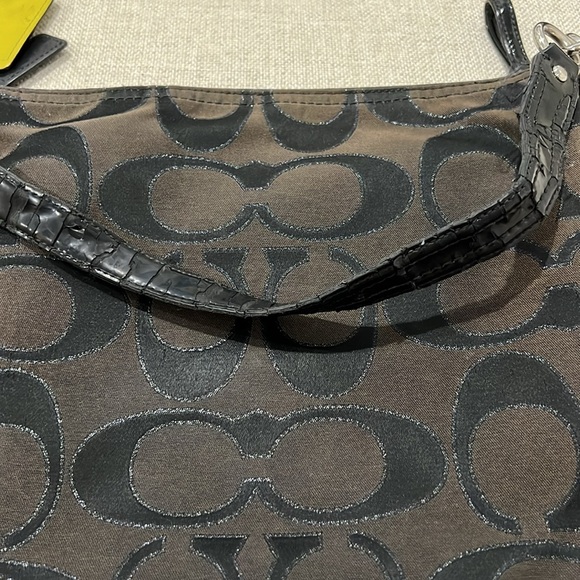 COACH Brown Poppy Metallic Tote 3 Coach Tags - Picture 7 of 10